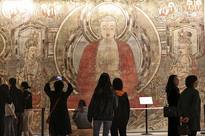 People visit the Jinzhiyuan Mural Museum, China's first mural-themed museum in Jinzhong City, Shanxi Province, October 8, 2023. /CFP