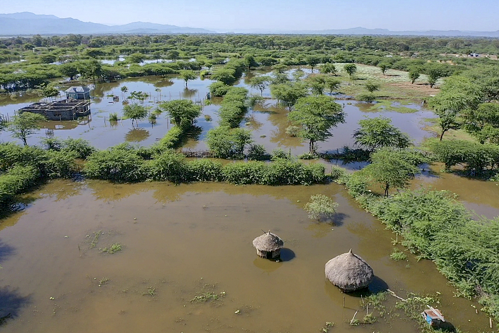 Floods inundate houses and roads in the Rift Valley, Kenya, October 20, 2020. /CFP