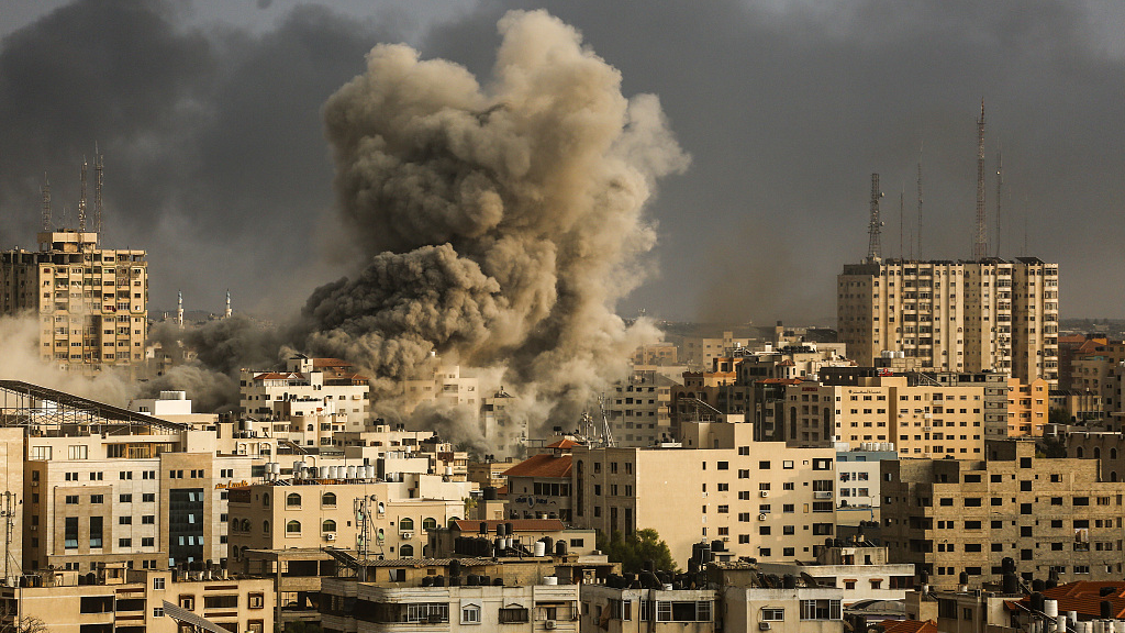 Live: View of Gaza skyline amid rocket launches and intensifying Israeli air strikes