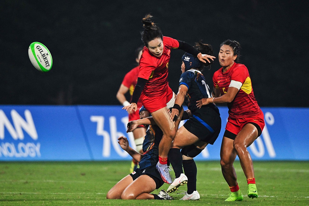 Players in action during the women's rugby sevens final at the 19th Asian Games in Hangzhou, China, September 26, 2023. /CFP