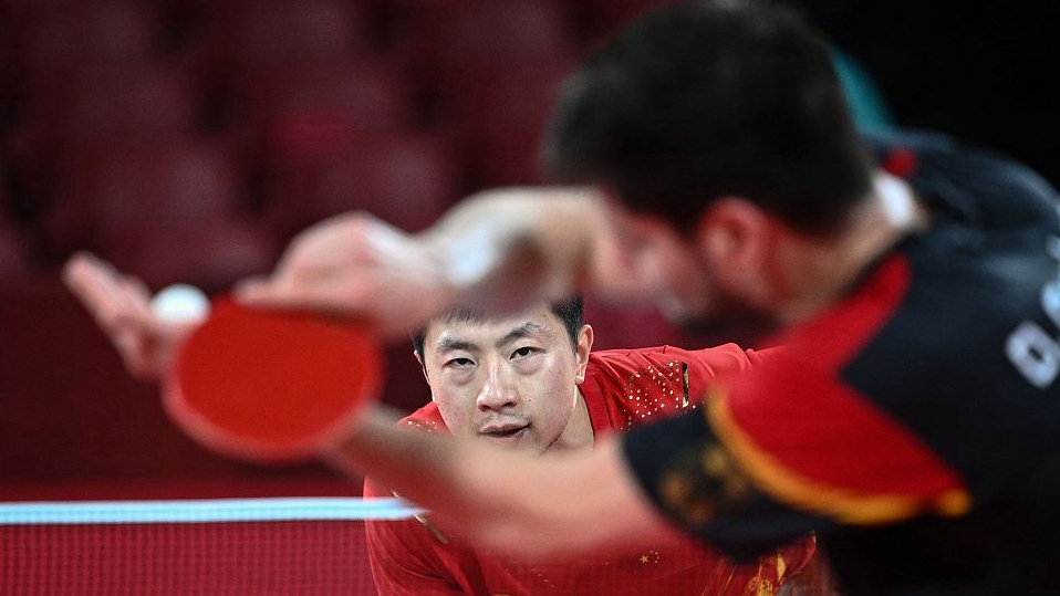 China's Ma Long during a table tennis match at the Tokyo Metropolitan Gymnasium during the Olympic Games in Tokyo, Japan, July 28, 2021. /CFP