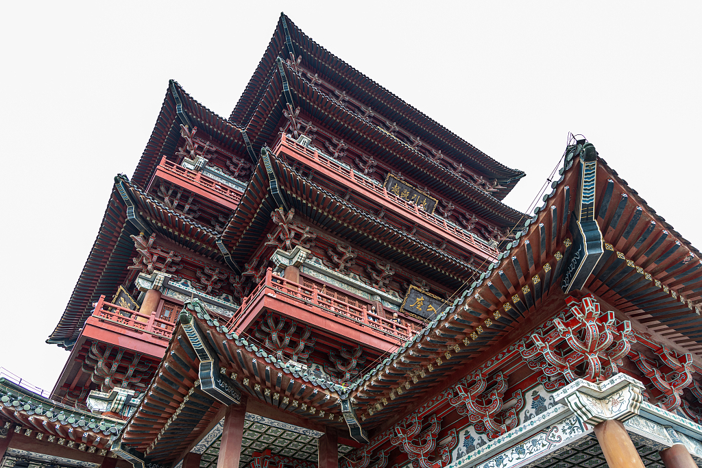 A photo taken on October 2, 2023 shows a detail of the exterior of the Pavilion of Prince Teng in Nanchang, Jiangxi Province, China. /CFP