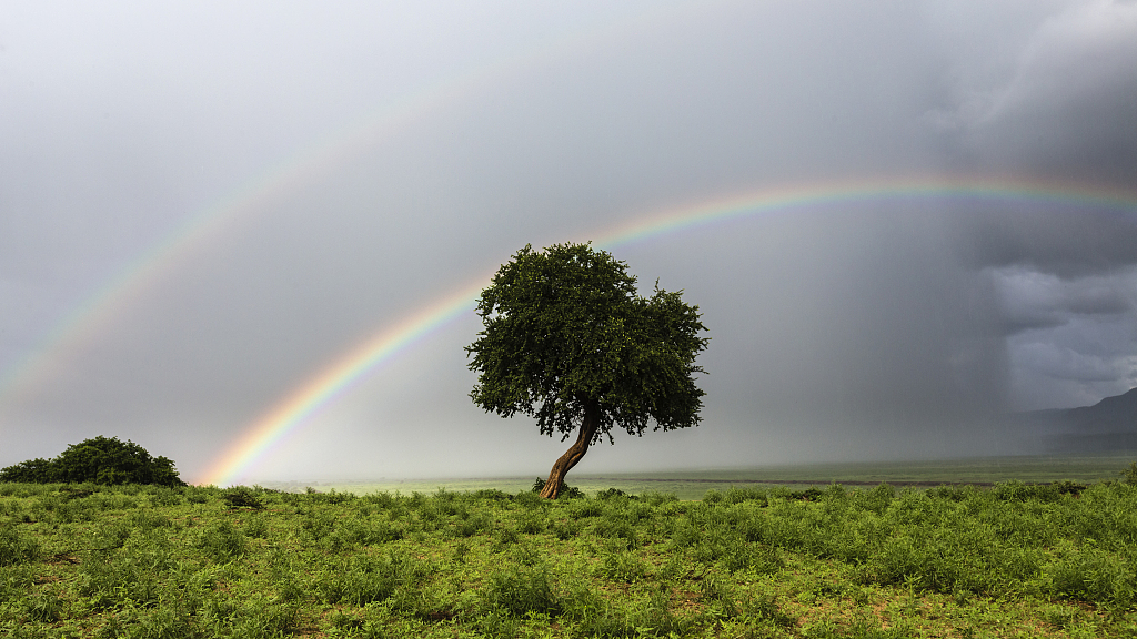 A double rainbow appears after a rainfall in Ethiopia. /CFP