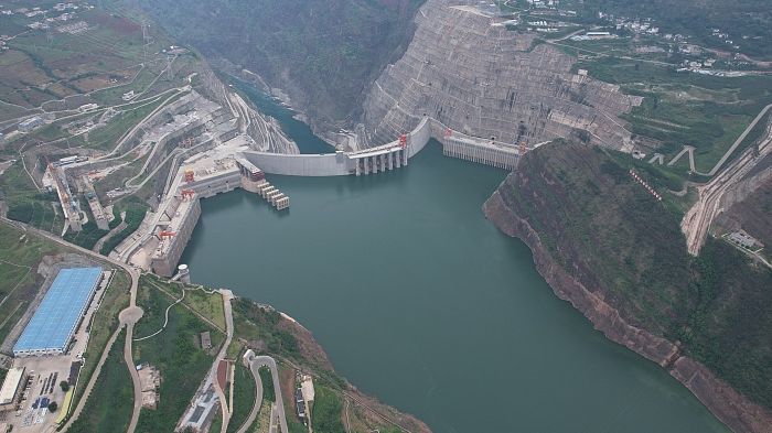 An aerial view of China's Baihetan Hydropower Station in southwest China's Sichuan Province, July 21, 2023. /CFP