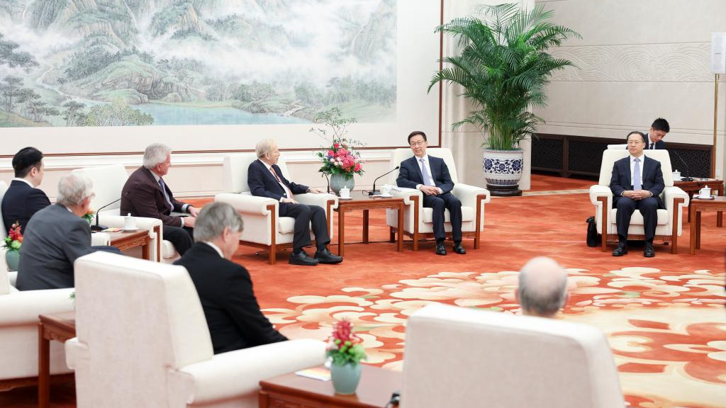 Chinese Vice President Han Zheng meets with the U.S. representatives who are in Beijing to attend the fifth meeting of the China-U.S. Eminent Persons Forum in Beijing, capital of China, October 12, 2023. /Xinhua