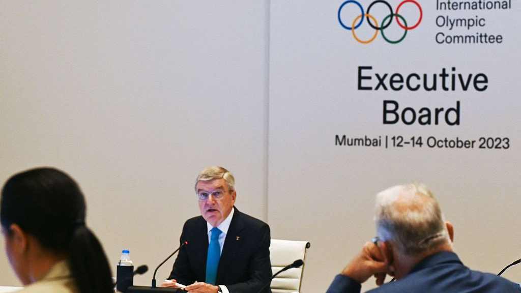 IOC President Thomas Bach attends the executive board meeting of the IOC in Mumbai, India, October 12, 2023. /CFP