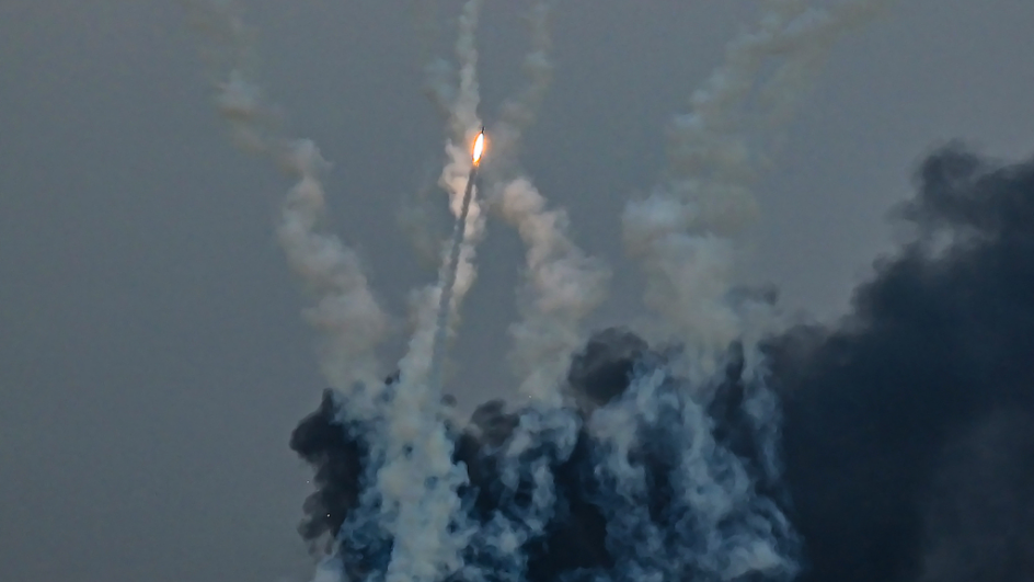 Palestinian militants fire rockets towards Israel from Rafah, southern Gaza Strip, October 11, 2023. /CFP