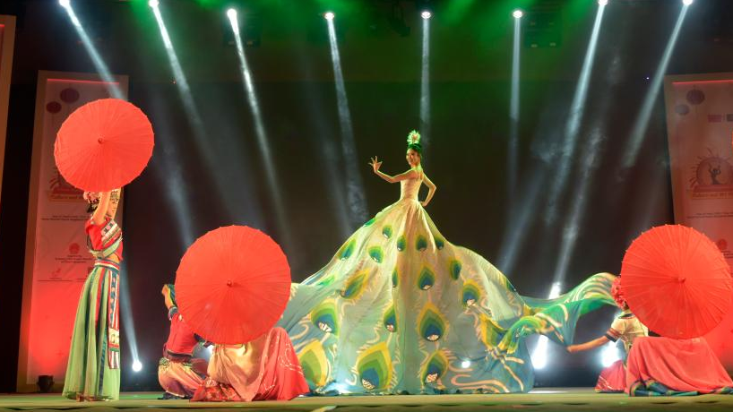 Artists of Kunming National Song & Dance Theater perform during the China-Bangladesh Culture & Art Night in Dhaka, Bangladesh, March 4, 2023. /Xinhua