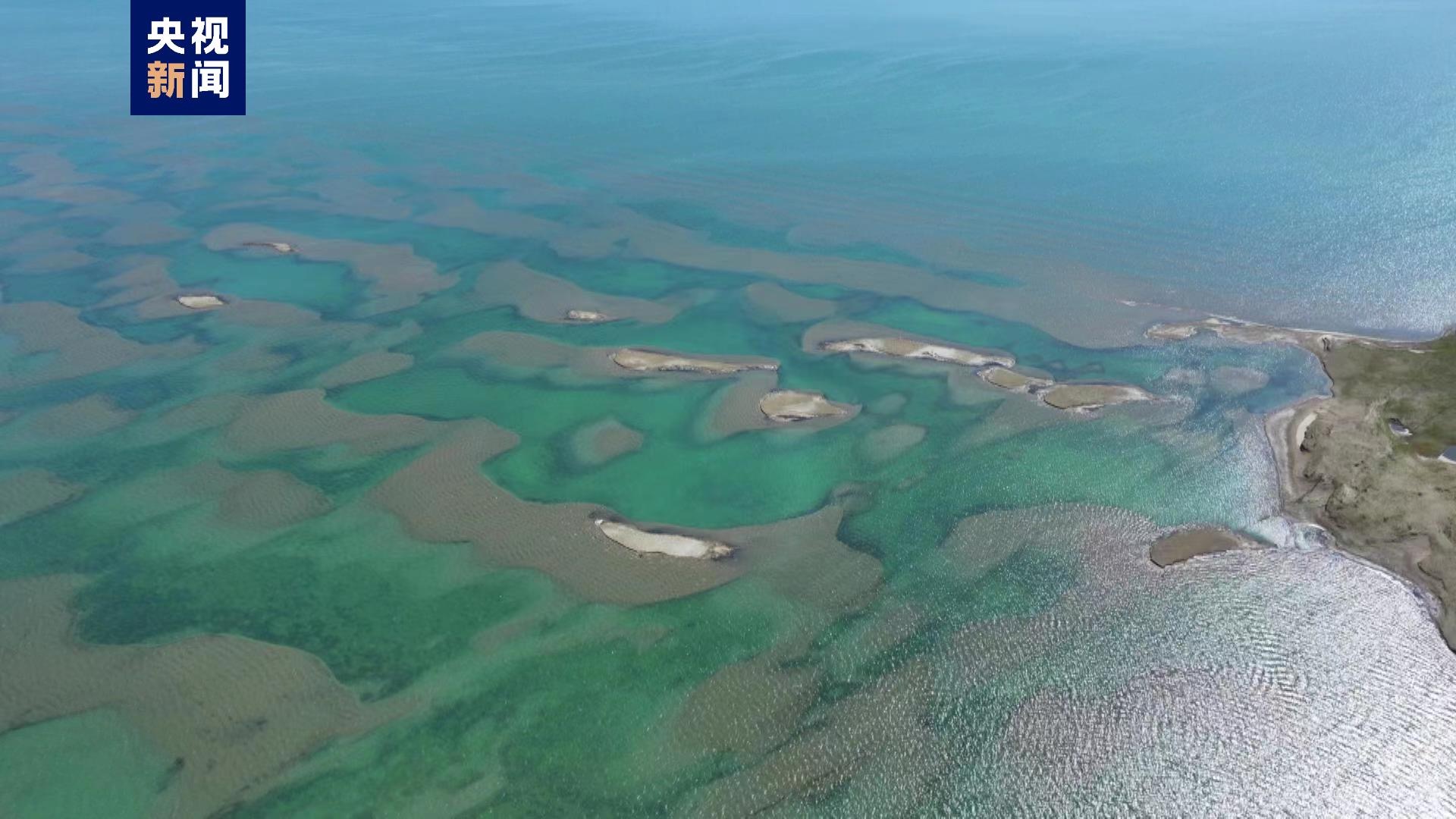 An aerial image shows the Qinghai Lake in northwest China's Qinghai Province. /CMG