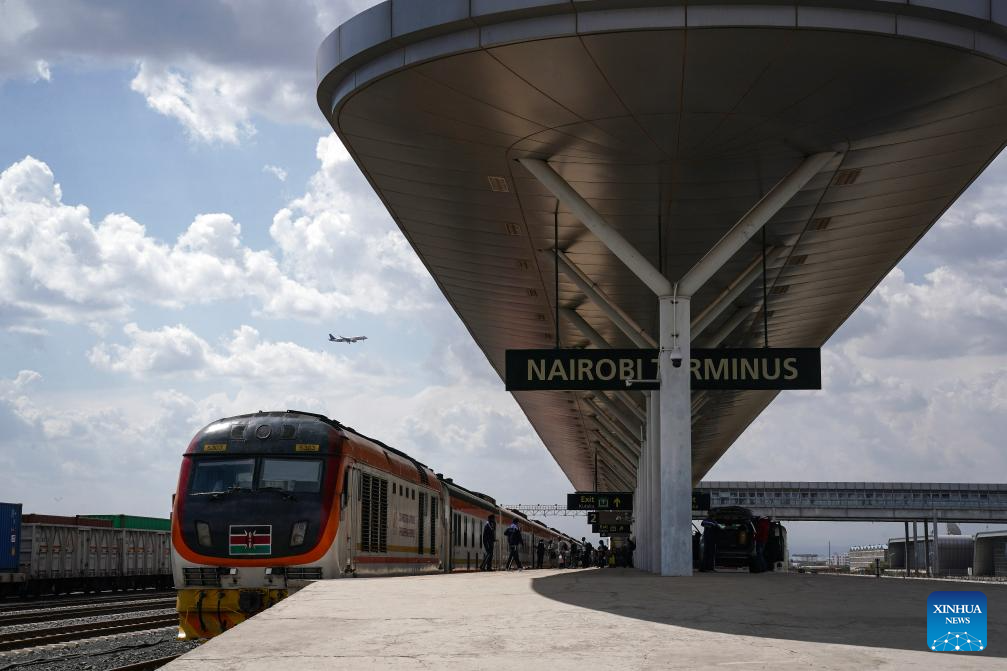 A train leaving for Mombasa waiting at the Nairobi Terminus Station of the China-built Mombasa-Nairobi Standard Gauge Railway (SGR) in Nairobi, Kenya, September 20, 2023. /Xinhua
