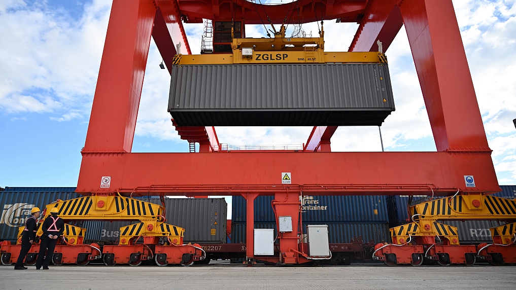 A section of the Manzhouli Port container yard in north China's Inner Mongolia Autonomous Region, September 20, 2023. /CFP