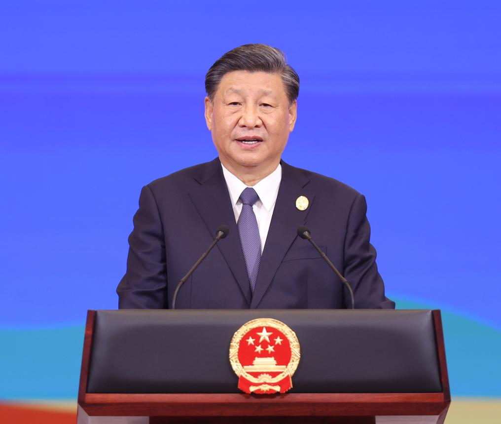 Chinese President Xi Jinping addresses a banquet and extends a warm welcome on behalf of the Chinese government and people to all distinguished guests attending the third Belt and Road Forum for International Cooperation in Beijing, capital of China, October 17, 2023. /Xinhua