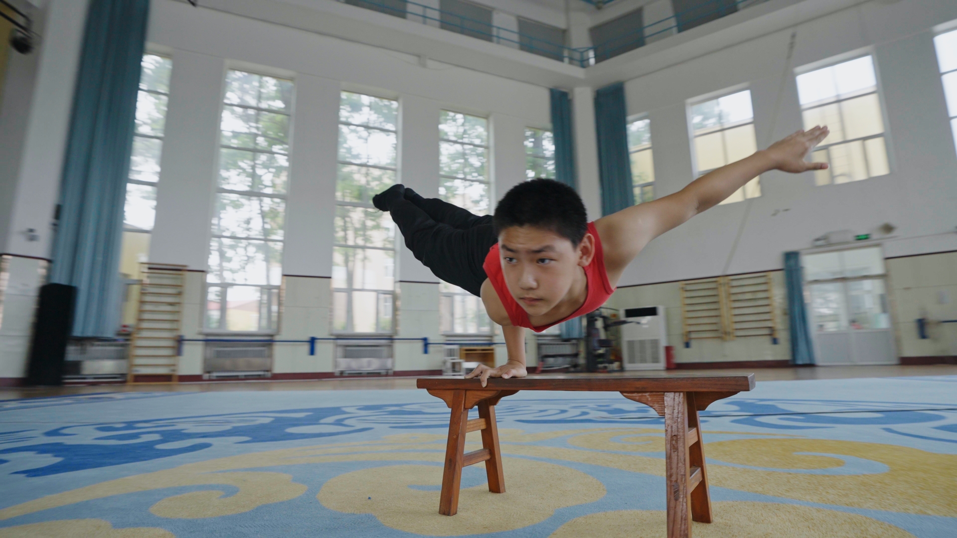 Zhang Hao is a talented young acrobat from Cangzhou, north China's Hebei Province. /CGTN
