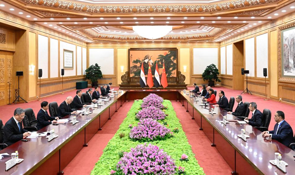 Chinese President Xi Jinping meets with Prime Minister of Egypt Mostafa Madbouly, who is in Beijing for the third Belt and Road Forum for International Cooperation, at the Great Hall of the People in Beijing, capital of China, October 19, 2023. /Xinhua