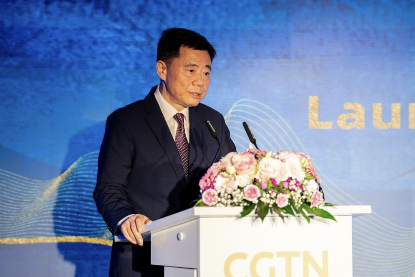 Chinese Ambassador to Germany Wu Ken delivers a speech at CGTN's launching ceremony of 