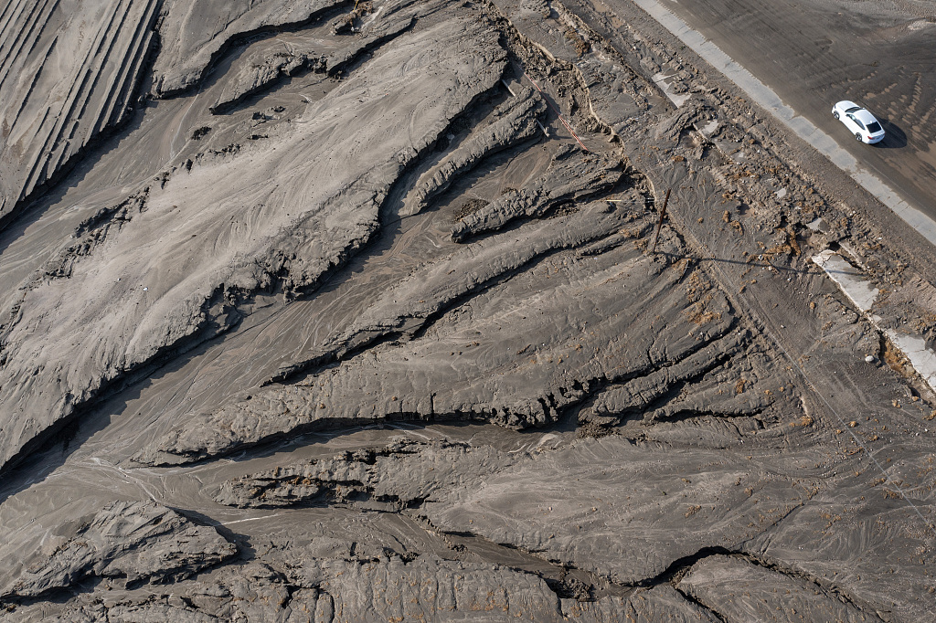 In an aerial view, a farm is left heavily damaged by a flash flood caused by a monsoonal thunderstorm that quickly dropped three inches of rain on a region still recovering from Tropical Storm Hilary in Thermal, California, September 2, 2023. /CFP