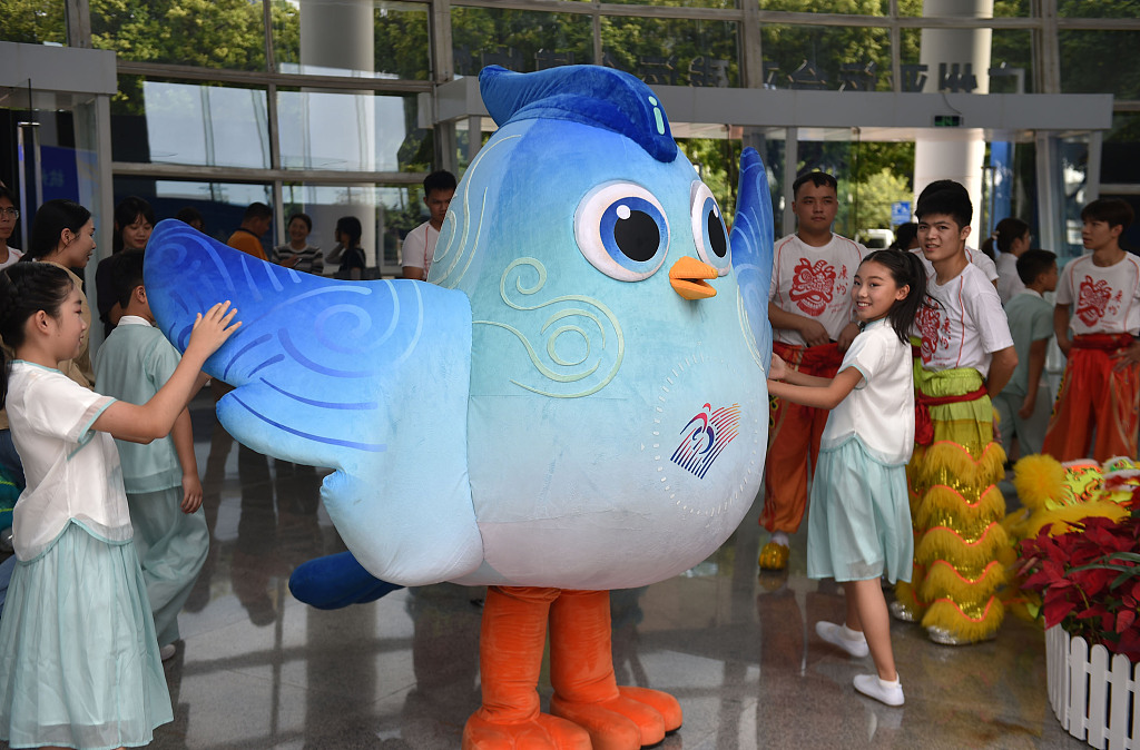 Feifei, the mascot of the 4th Asian Paralympic Games appears in Hangzhou, Zhejiang Province, October 11, 2023. The mascot is very popular among youngsters. /CFP