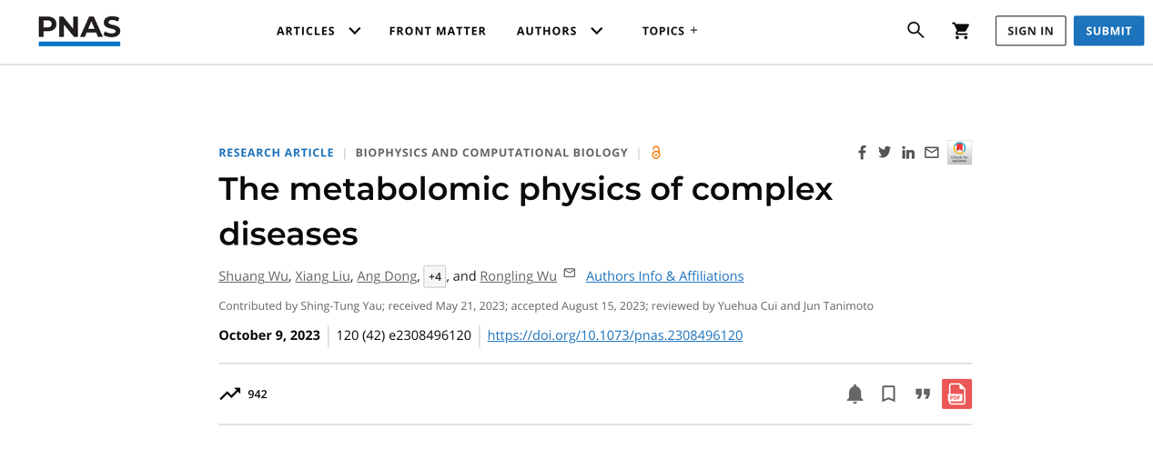 A screenshot of the study published in the journal PNAS.