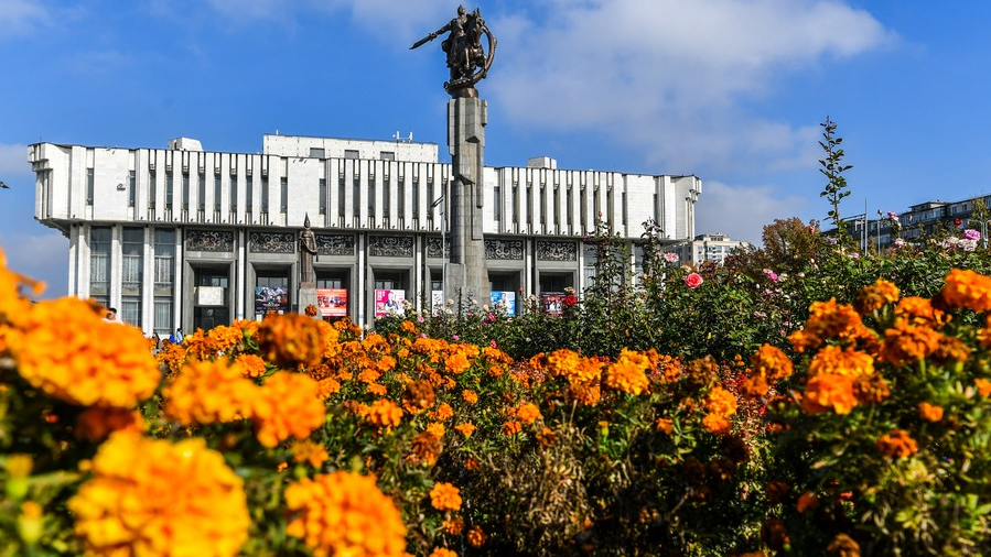 The Kyrgyz National Philharmonic building in Bishkek, capital of Kyrgyzstan, October 24, 2023. /Xinhua
