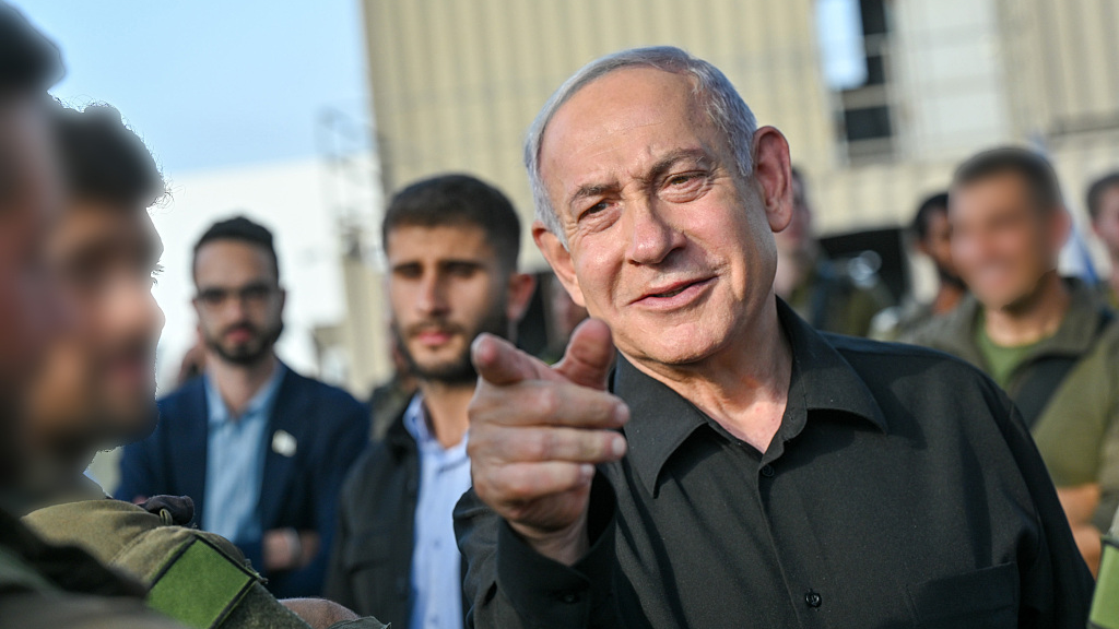 Israeli Prime Minister Benjamin Netanyhau visits Yahalom unit - a Sayeret (special operations forces) unit of the Israeli Combat Engineering Corps of the Israel Defense Forces, October 24, 2023. /CFP