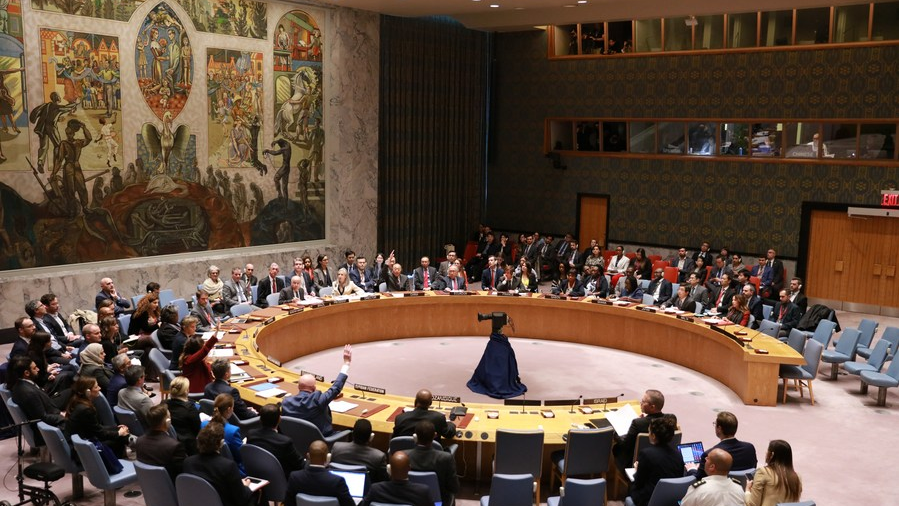 The UN Security Council holds a vote on a draft resolution regarding the conflict between Israel and Palestine at the UN headquarters in New York, October 25, 2023. /Xinhua