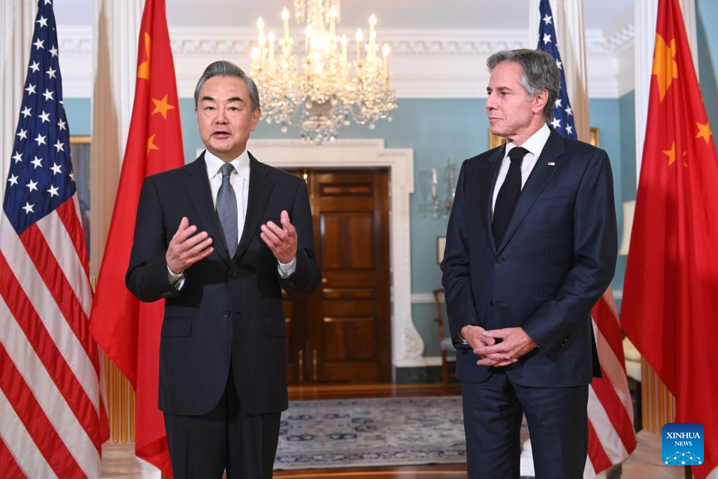 Wang Yi, member of the Political Bureau of the Communist Party of China Central Committee and Chinese foreign minister, holds talks with U.S. Secretary of State Antony Blinken in Washington, D.C., U.S., October 26, 2023. /CFP
