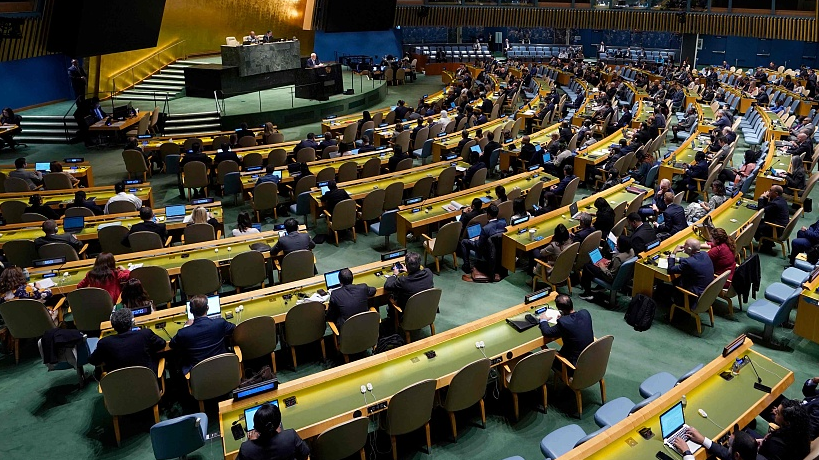 A view of the 10th Emergency Special Session (resumed) 39th plenary meeting on the Israeli-Palestinian conflict at the United Nations in New York, U.S., October 26, 2023. /CFP