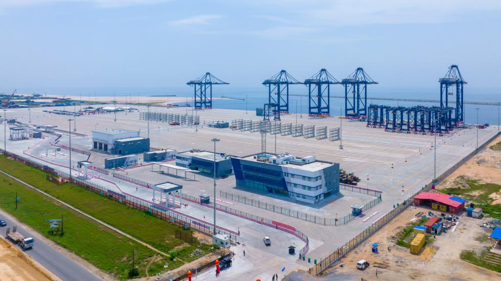 West Africa's deepest sea port, built by China Harbor Engineering Company Ltd (CHEC), opens in Lagos, Nigeria. /CGTN