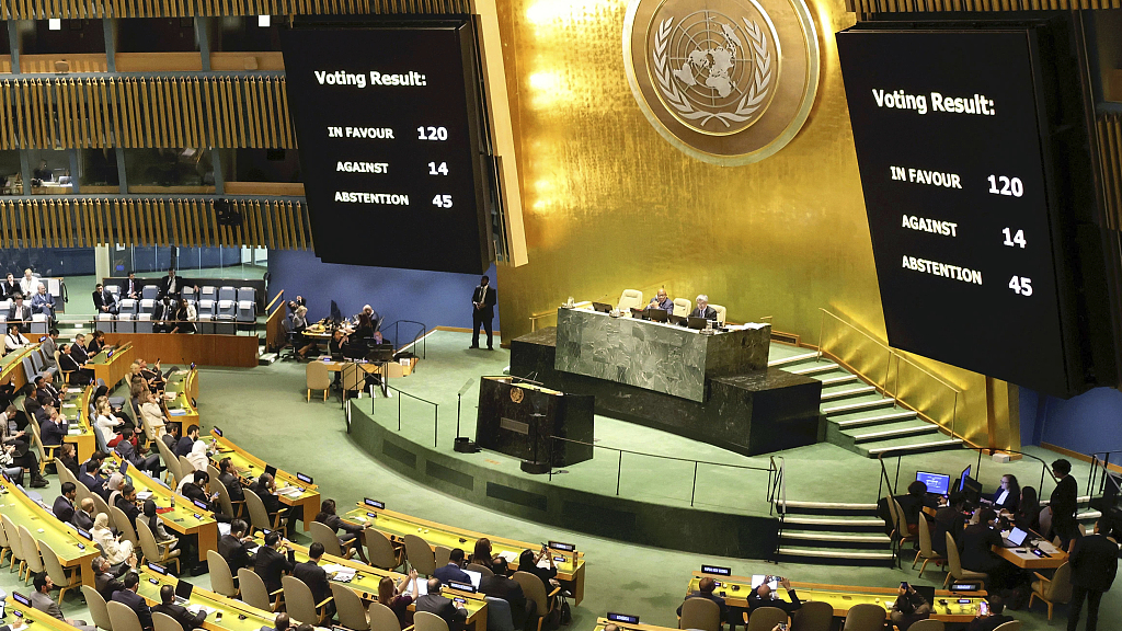 The United Nations General Assembly votes on a resolution on Israeli-Palestinian conflict at UN Headquarters in New York, U.S., October 27, 2023. /CFP
