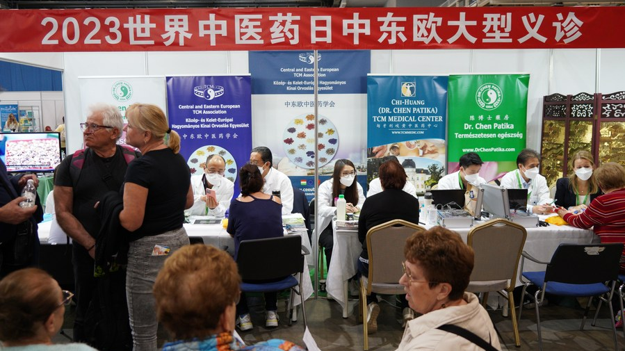 The 2023 World Traditional Chinese Medicine Day Free Consultation event is held in Budapest, Hungary, October 28, 2023. /Xinhua