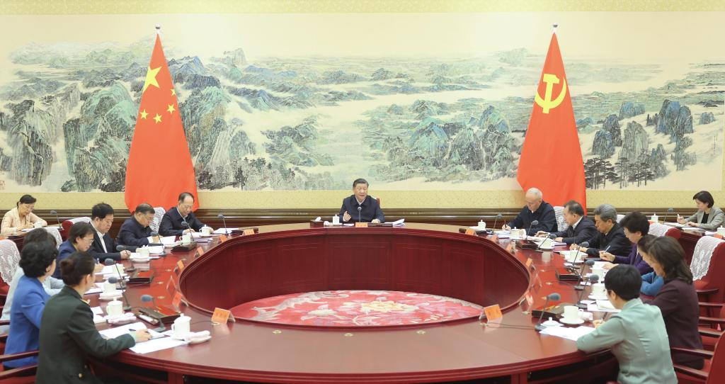 Xi Jinping, general secretary of the Communist Party of China Central Committee, also Chinese president and chairman of the Central Military Commission, delivers an important speech during a talk with the new leadership of the All-China Women's Federation in Beijing, capital of China, October 30, 2023. /Xinhua