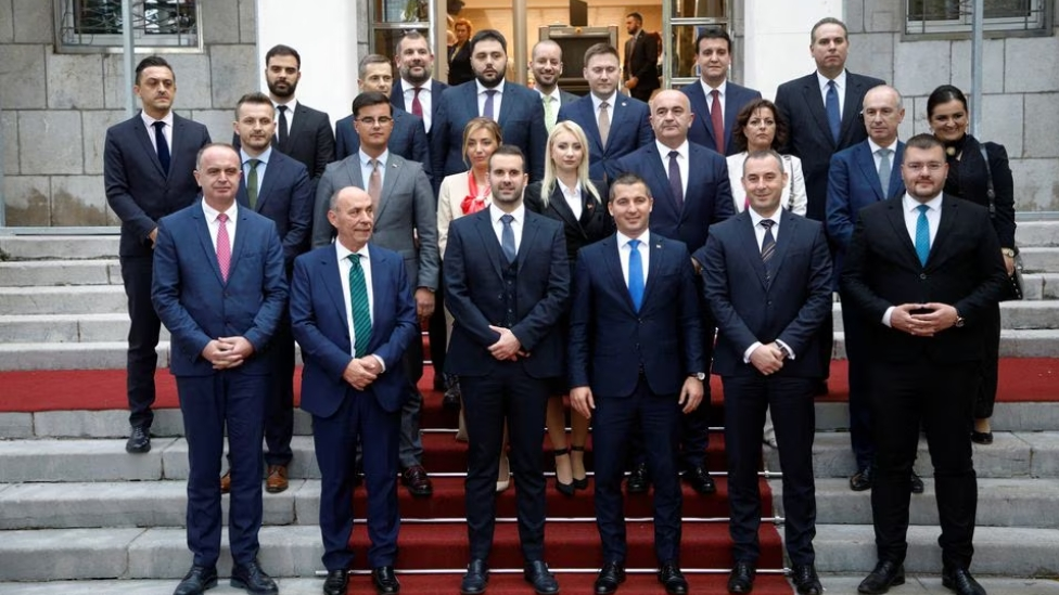 Members of the 44th Montenegrin government pose for a family photo in front of the parliament in Podgorica, Montenegro, October 31, 2023. /Reuters