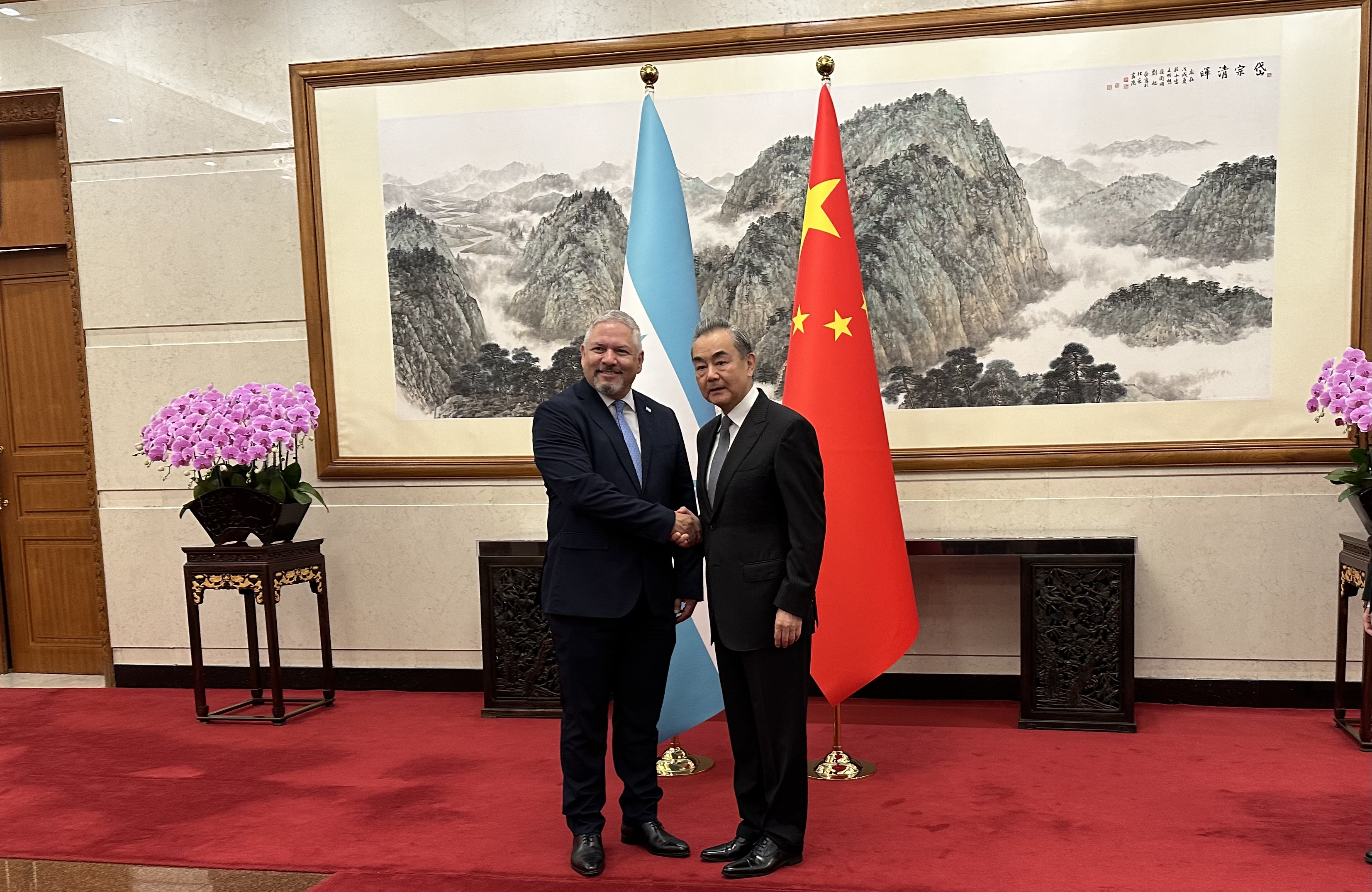 Wang Yi, a member of the Political Bureau of the Communist Party of China Central Committee and China's foreign minister, meets with Honduran Foreign Minister Eduardo Enrique Reina in Beijing, China, November 1, 2023. /CGTN 