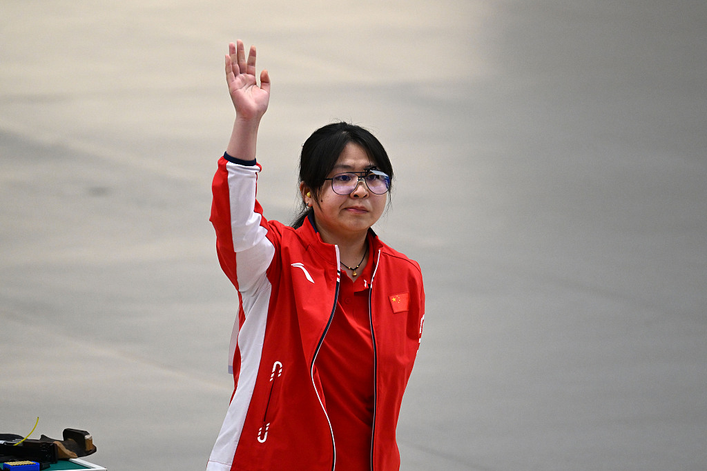 Liu Rui of China wins the women's 25-meter pistol gold medal at the 19th Asian Games in Hangzhou, east China's Zhejiang Province, September 27, 2023. /CFP