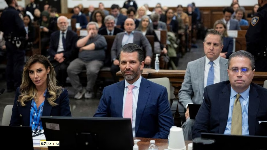 Former U.S. President Donald Trump's son and co-defendant, Donald Trump Jr., attends the Trump Organization civil fraud trial, in New York State Supreme Court in the Manhattan borough of New York City, U.S., November 1, 2023. /Reuters 