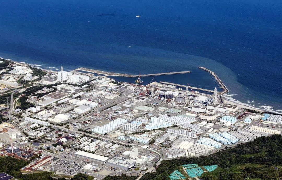 An aerial view of the damaged Fukushima Daiichi nuclear power plant and the storage tanks containing nuclear-contaminated wastewater in Fukushima prefecture, Japan, August 24, 2023. /CFP