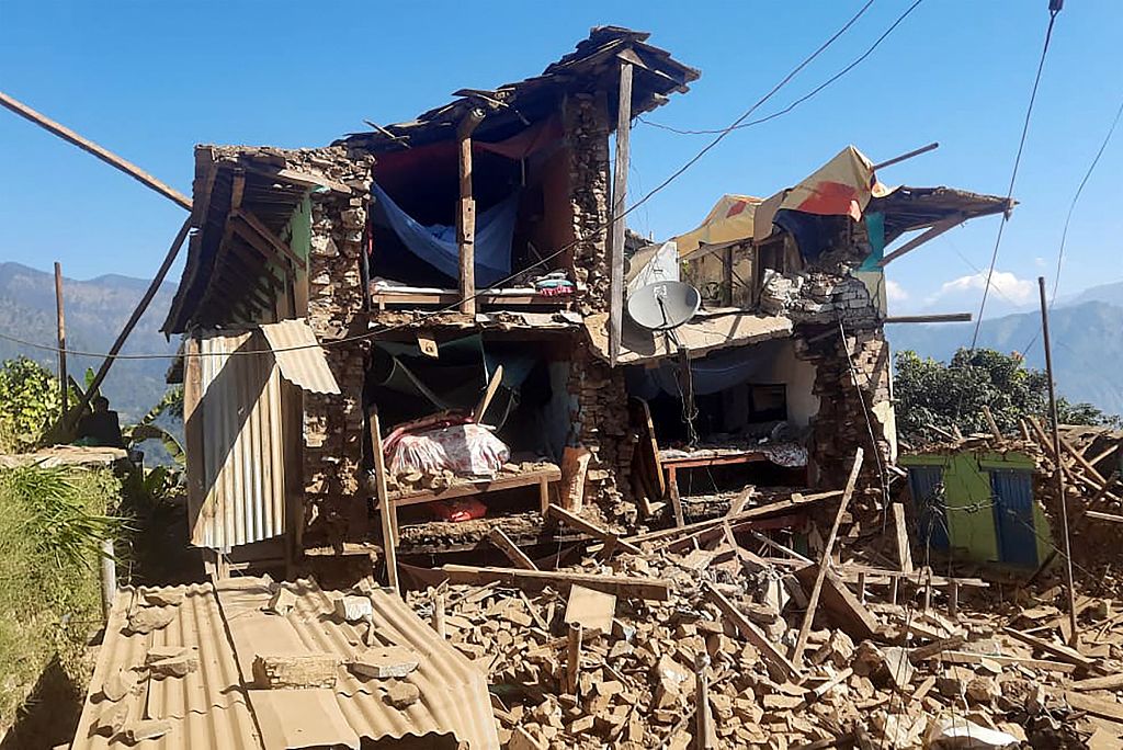 Damaged houses lie in ruins after an earthquake at Pipaldanda village of Jajarkot district, Nepal, November 4, 2023. /CFP