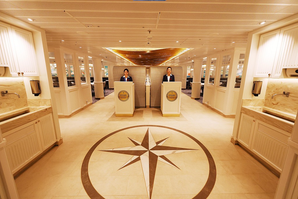 A photo taken on November 4, 2023 shows the interior design of China's first domestically built large cruise ship, Adora Magic City. /CFP
