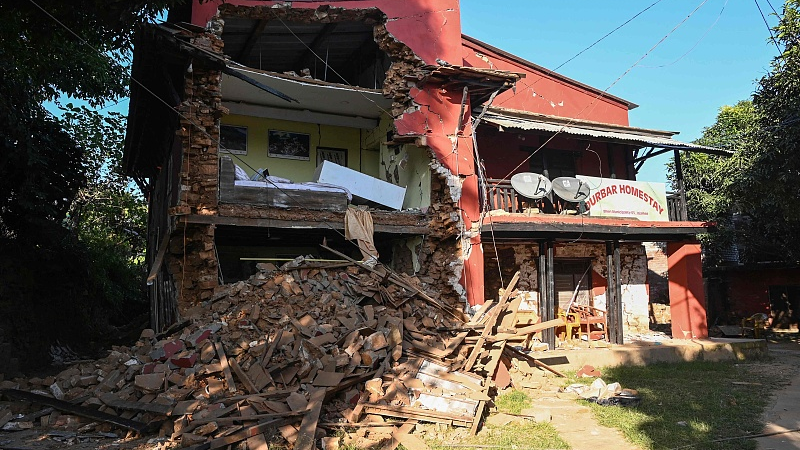 A general view of a damaged house in Jajarkot district, Karnali province, Nepal, November 4, 2023. /CFP