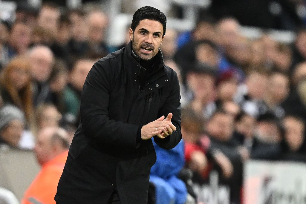 Mikel Arteta, manager of Arsenal, looks on during the Premier League game against Newcastle United at St. James Park in Newcastle, England, November 4, 2023. /CFP