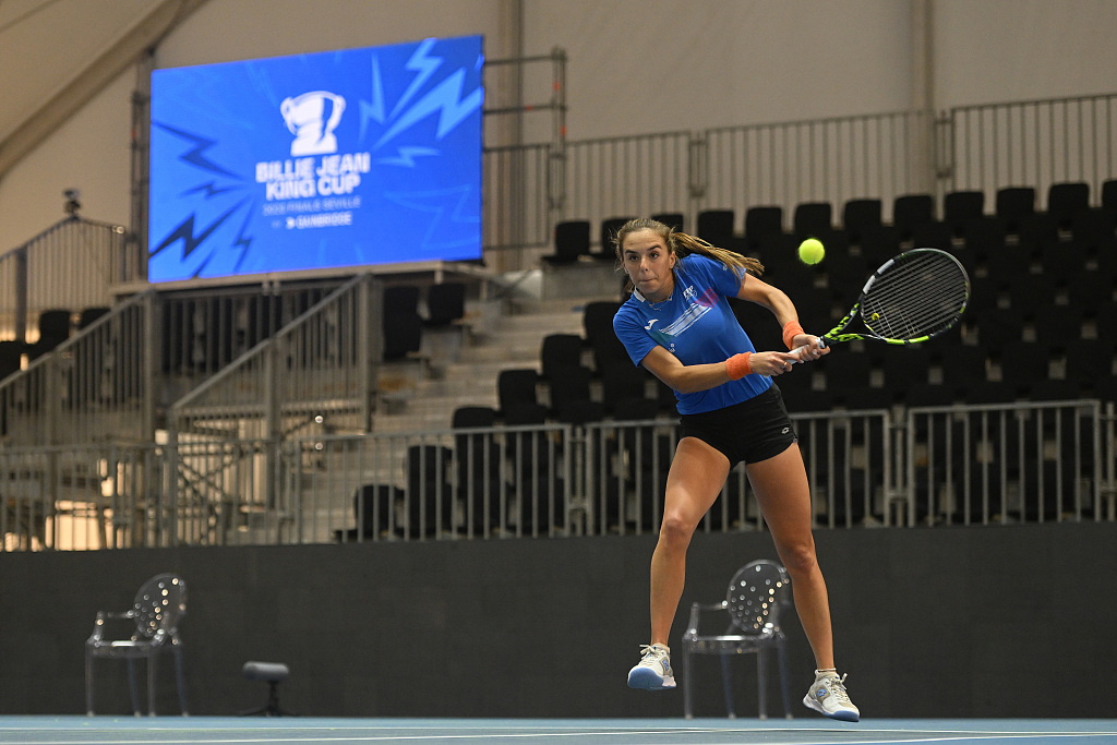 Lucia Bronzetti of team Italy in action during a training session before the Billie Jean King Cup Finals in Seville, Spain, November 6, 2023. /CFP