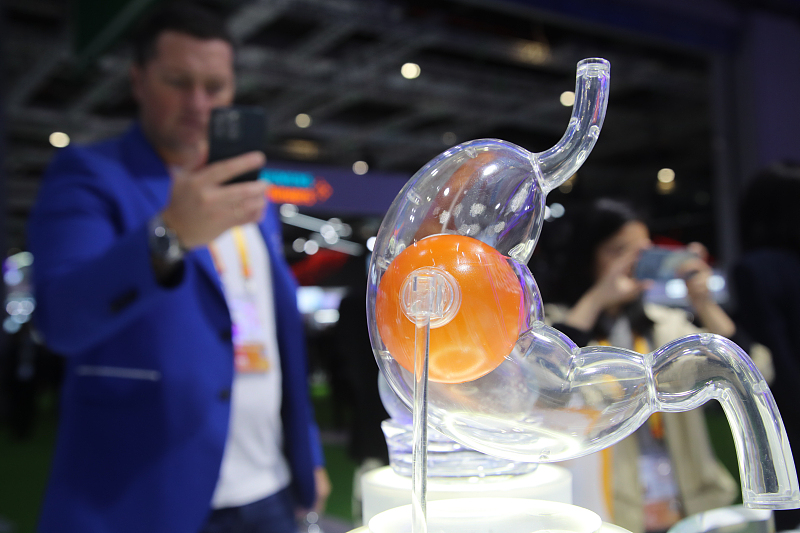 A photo taken on November 6, 2023 shows the FDA-approved intragastric balloon displayed at the 6th China International Import Expo in Shanghai, China. /CFP