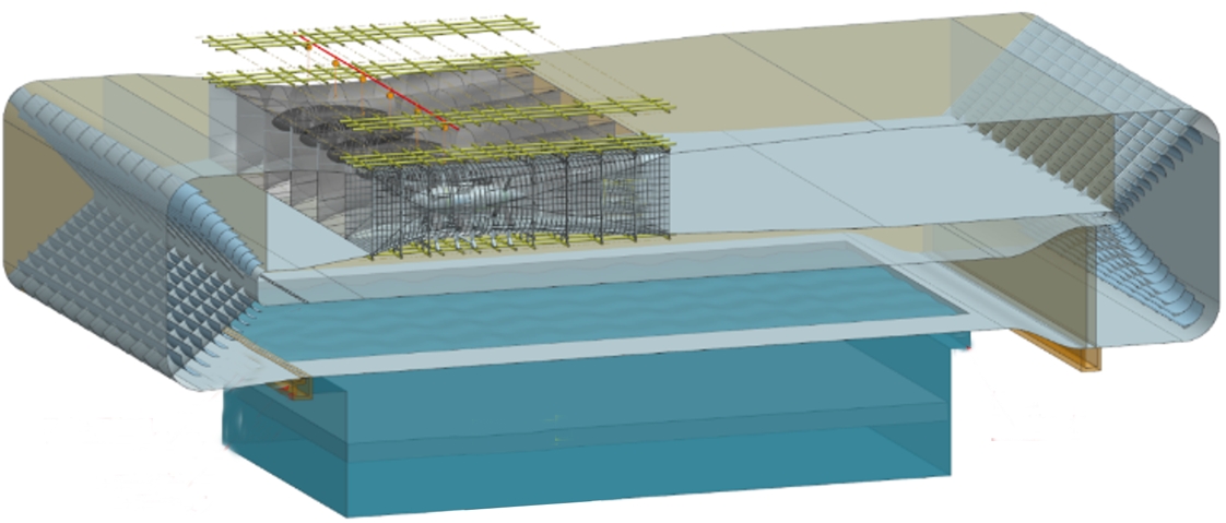 An architectural rendering of the large-scale wind-wave deepwater laboratory in Dalian City. /Dalian University of Technology