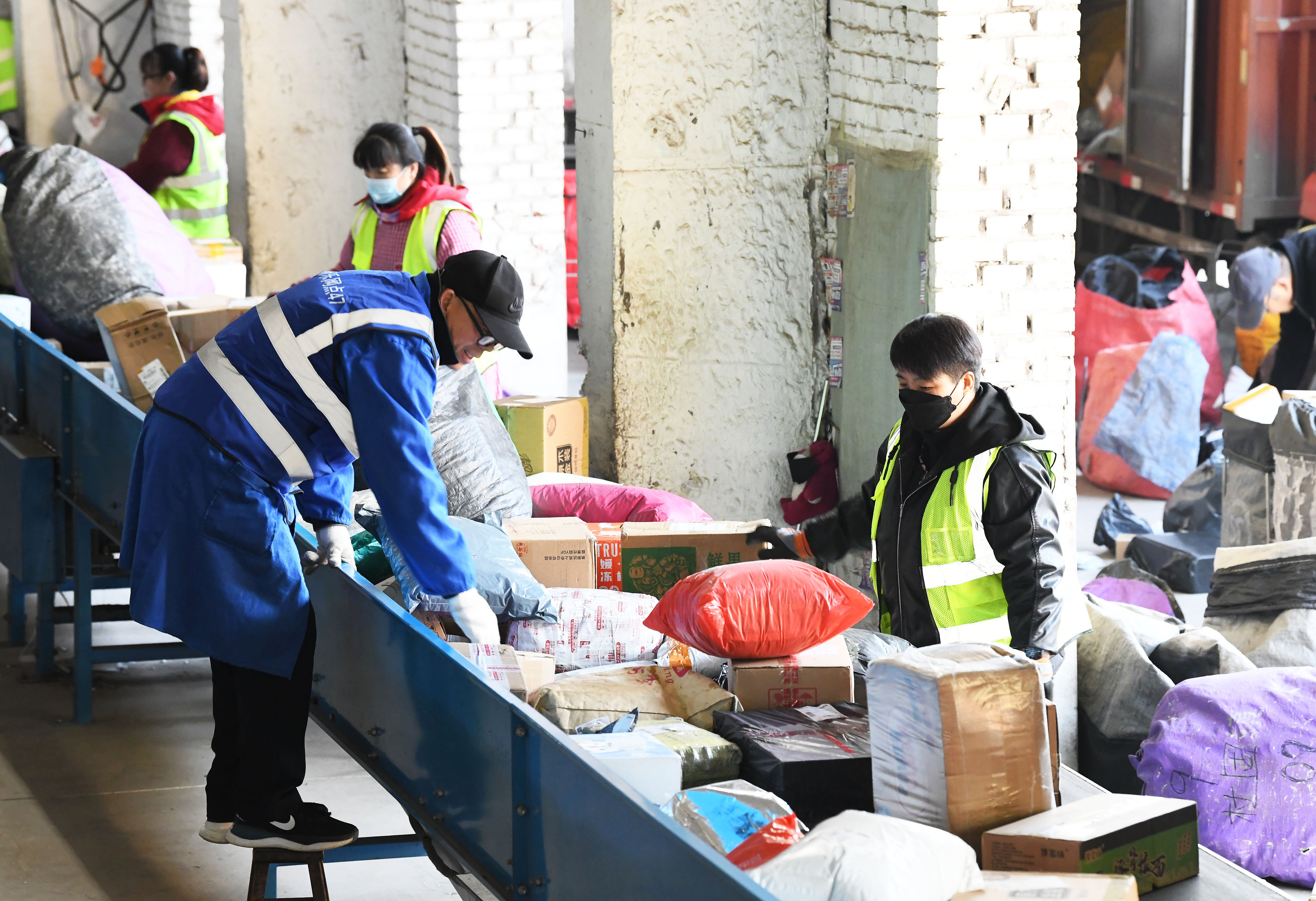 Staff sort parcels at a logistics park in Shijiazhuang, capital of north China's Hebei Province, November 12, 2023. /CFP