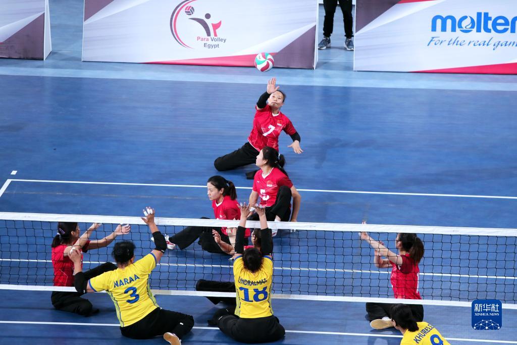 Players in action during the women's match between China and Mongolia at the Sitting Volleyball World Cup in Cairo, Egypt, November 12, 2023. /Xinhua