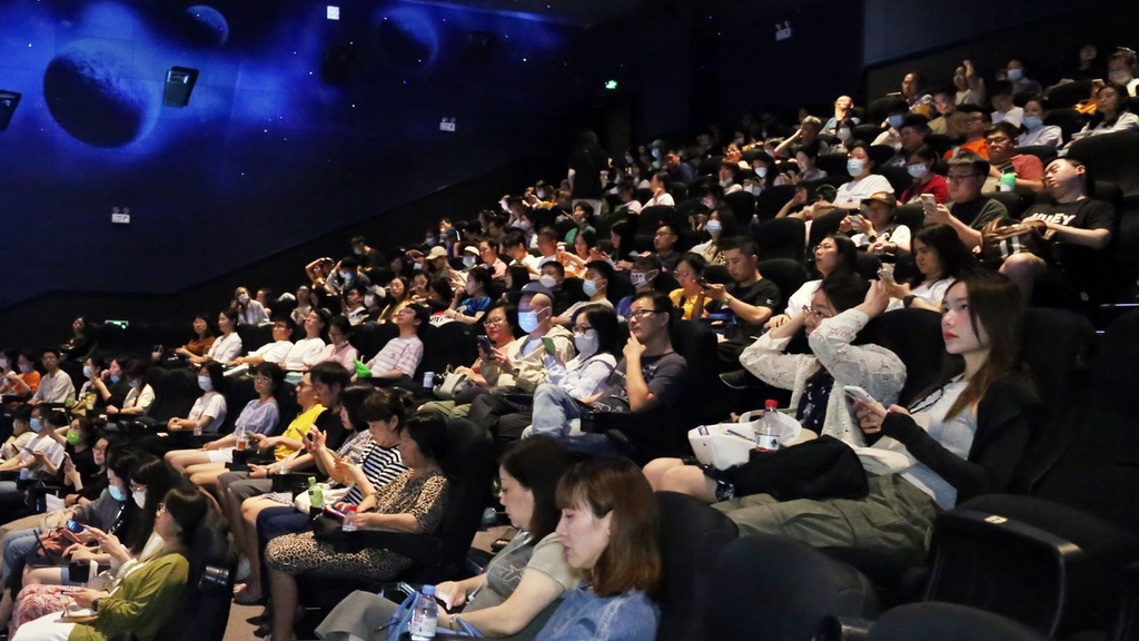 A photo shows moviegoers at a cinema in Shanghai, China. July 2, 2023. /IC