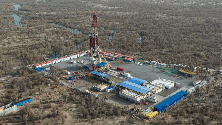 Another view of the Yuejin 3-3XC well of Sinopec in Tarim Basin, November 15, 2023. /Xinhua