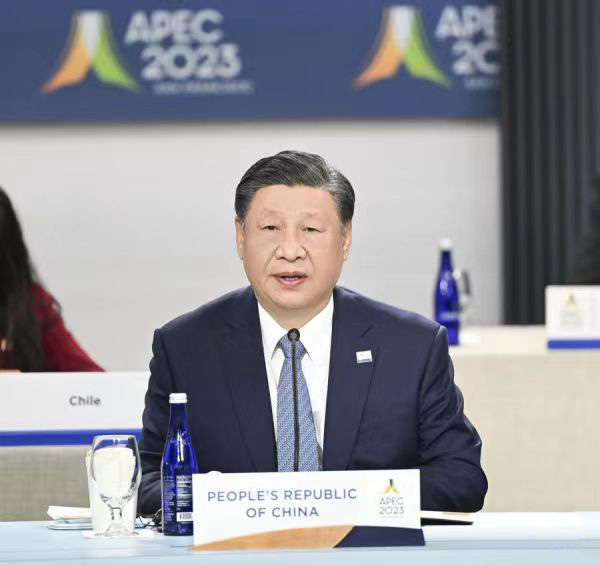 Chinese President Xi Jinping attends Asia-Pacific Economic Cooperation Leaders' Informal Dialogue with Guests and working lunch in San Francisco, the U.S., November16, 2023. /Xinhua