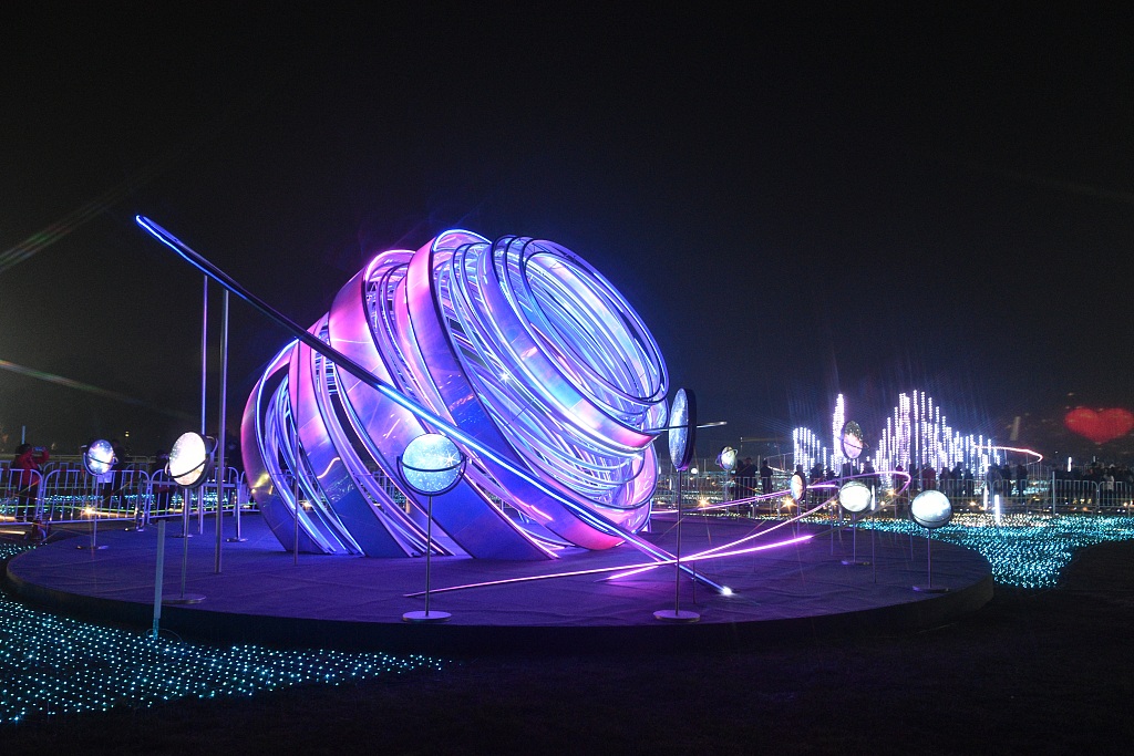 Huge light installations are seen in this photo taken on November 21, 2023 during the 2023 Beijing Chaoyang International Light Festival. /CFP