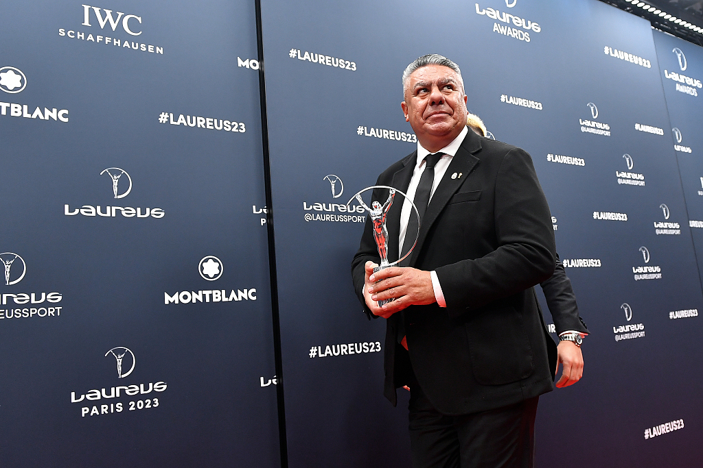 Claudio Tapia, the president of the Argentine Football Association, during the Laureus World Sport Awards Paris red carpet arrivals at Cour Vendome in Paris, France, May 8, 2023. /CFP